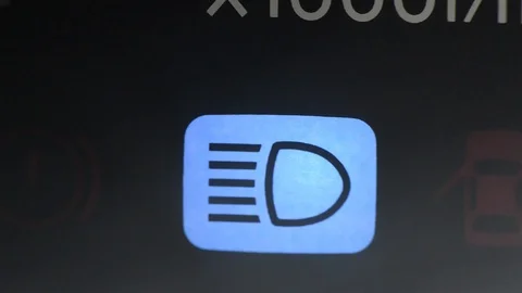 Full beam headlights being used on vehicle driving  at night Stock Footage 107650553
