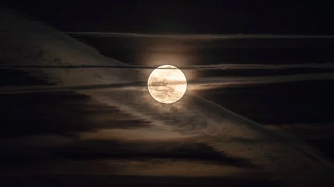 Full Blood Moon Behind Clouds in Sky Time Lapse Stock-Footage 122655609