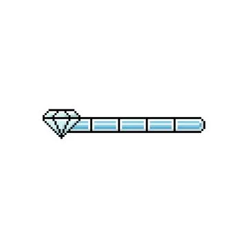 Full blue line progress bar game menu with diamond pixel art, vector retro 8 bit Stock Illustration