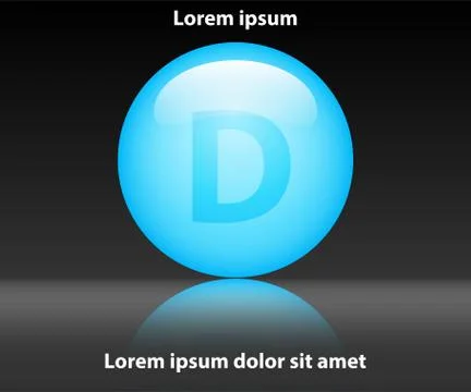 Full blue liquid inside grossy glass marble with reflex shadow for website pr Stock Illustration