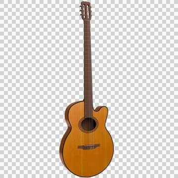 A full-bodied, cutaway classical guitar with a natural wood finish Stock Photos