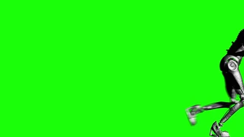 Full body 3D render animation of metallic female cyborg pushing someting Video stock 333795068