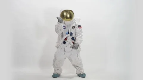 Full body astronaut dancing on white background Stock Footage 109180330