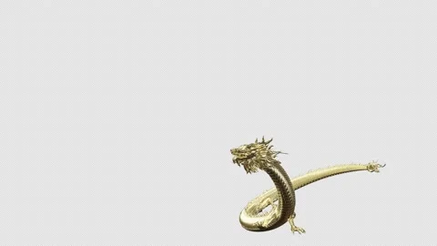 Full body gold dragon in smart pose with 3d rendering animation include alpha Stock Footage