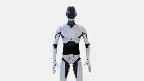 Full body humanoid AI robot assistant isolated on white background. Stock Illustration
