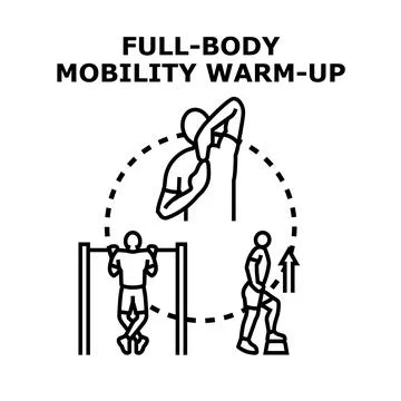 Full body mobility warm up exercise activity vector set 库存插图