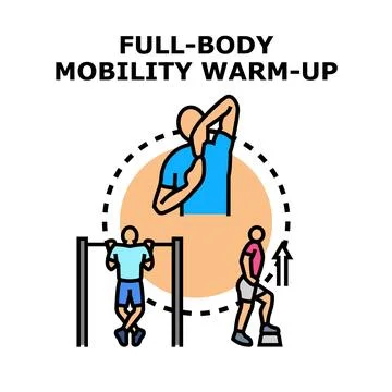 Full body mobility warm up exercise activity vector set Stock Illustration