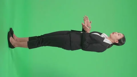 Full Body Side View Of Asian Businesswoman In Suit Jacket Standing Video stock 171346432
