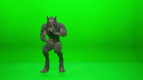 Full Body Werewolf Creature Dance on Green Screen 스톡 동영상 318207005
