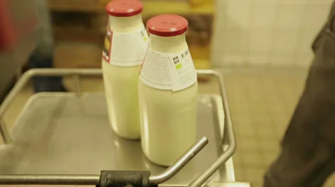 A full bottle of milk tips over Stock Footage 35331406