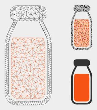 Full Bottle Vector Mesh Network Model and Triangle Mosaic Icon Stock Illustration