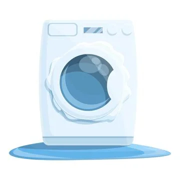 Full broken washing machine icon, cartoon style Stock Illustration