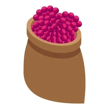 Full burlap sack overflowing with coffee beans isometric illustration イラスト素材