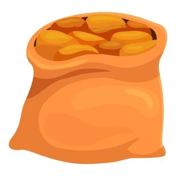 Full burlap sack of potatoes from local farm harvest stands upright Stock Illustration