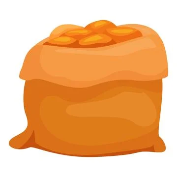 Full burlap sack of round orange produce overflowing from top Stock Illustration