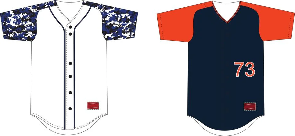 Full Button Baseball Raglan Sleeves Jerseys Vectors Stock Illustration