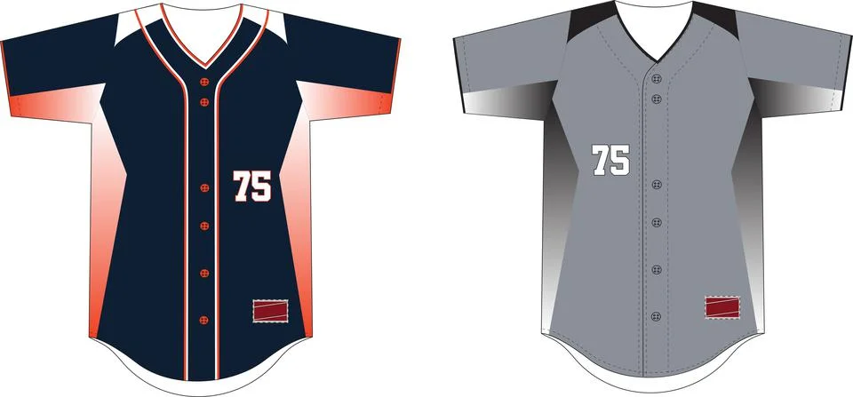 Full Button Front Baseball Jersey Vectors Stock Illustration