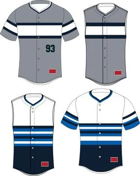 Full Button Front Jersey Set In Sleeves Vectors Stock Illustration
