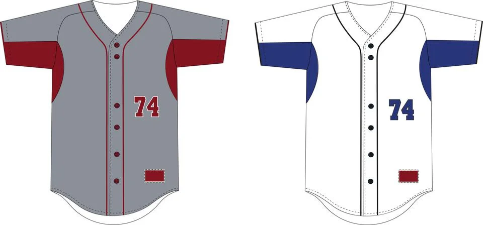 Full Button Raglan Sleeves Jerseys Vectors Stock Illustration