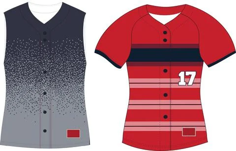 Full Button Softball Front Sleeveless Jersey Vectors Illustrazione stock