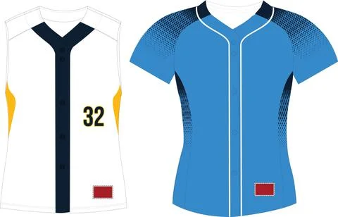 Full Button Softball Jersey Raglan Sleeves Vectors Stock Illustration