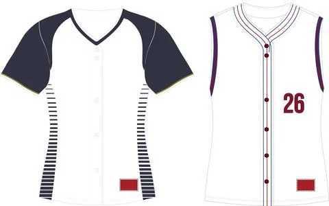 Full Button Softball  Jersey Set Sleeves Vectors Illustrazione stock