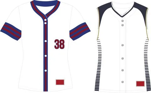 Full Button Softball Jersey Set In Sleeves Vectors Stock Illustration
