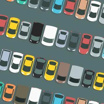 Full car park vector. Parked cars vector illustration. 스톡 일러스트