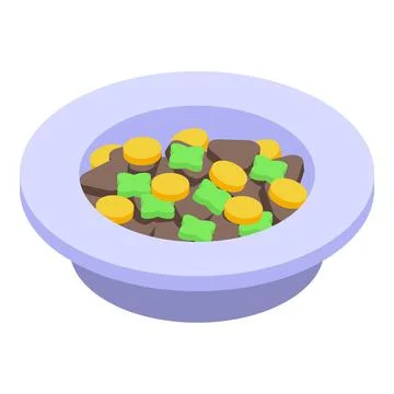 Full cat dish icon, isometric style Stock Illustration