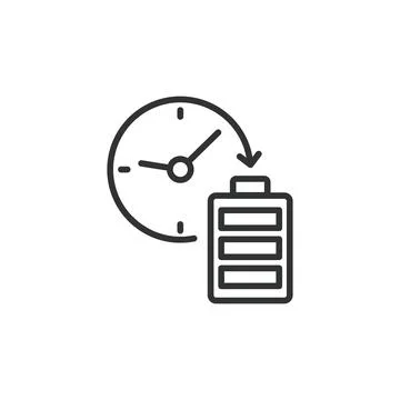 Full charging time line icon. Charge, Recharging, Charging, Battery, Energy Stock Illustration