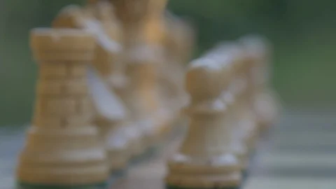 Full chess board. Close up of figurines on Chessboard outside Stock-Footage 118742712