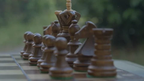 Full chess board. Close up of figurines on Chessboard outside Stock-Footage 118743509