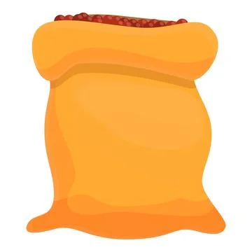 Full coffee bean sack icon, cartoon style Stock Illustration