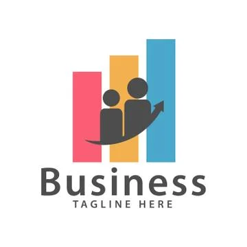 Full color data collection statistical logo template with people, diagrams an Stock Illustration