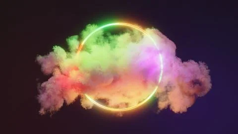 Full-color fantasy ring inside the cloud イラスト素材