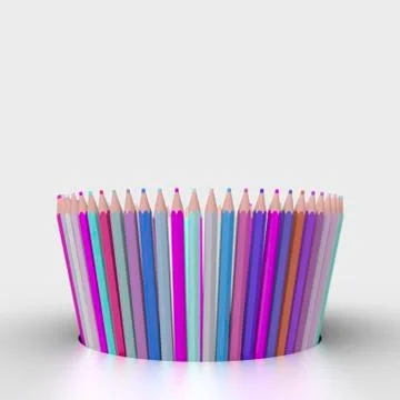 Full color pencil color stack stand in around shape inside center hole of whi Stock Photos