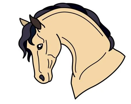 A full-color vector image of a bay horse's head, a portrait of an animal Stock Illustration