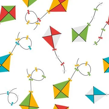 Full colored Kite Seamless Pattern Background Illustration Stock Illustration