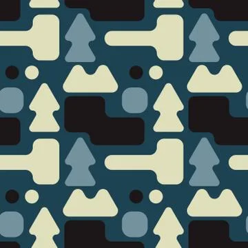 Full colour shape forest seamless pattern Stock Illustration