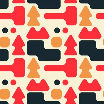 Full colour shape forest seamless pattern Stock Illustration
