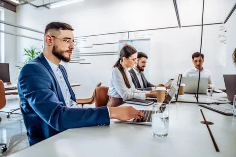Full concentration at work. Brainstorming in office Stock Photos
