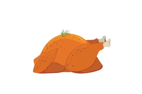 Full cooked chicken vector illustration isolated on white background Stock Illustration