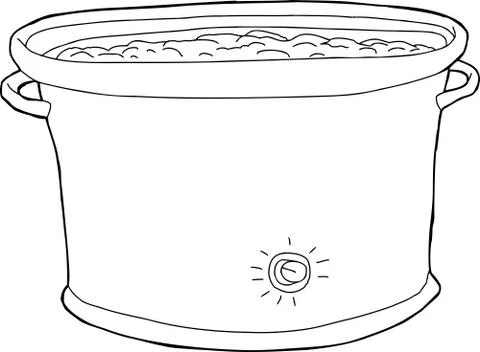 Full crock pot outline Stock Illustration