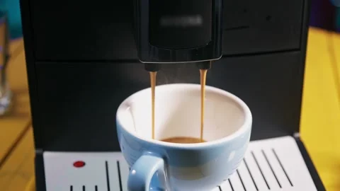 Full cup of coffee - Brewing process - Automatic coffee machine Stock Footage 160160189