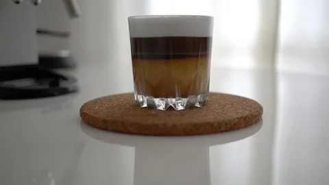 Full Cup of Coffee. Slow Motion Close Up. Close up of a beautiful coffee. Ready Stock Footage 101464409