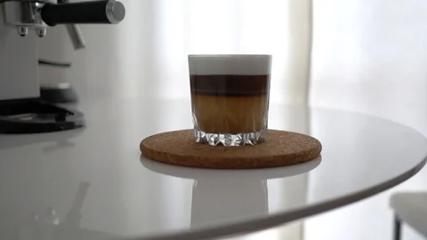 Full Cup of Coffee. Slow Motion Close Up. Close up of a beautiful coffee. Ready Stock Footage 101464471