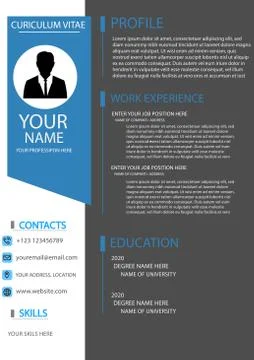 Full customized creative and modern curriculum vitae design vector template Illustrazione stock