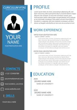 Full customized creative and modern curriculum vitae design vector template Illustrazione stock