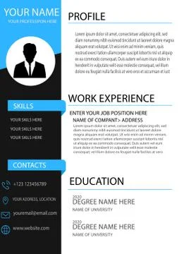 Full customized creative and modern curriculum vitae design vector template Illustrazione stock