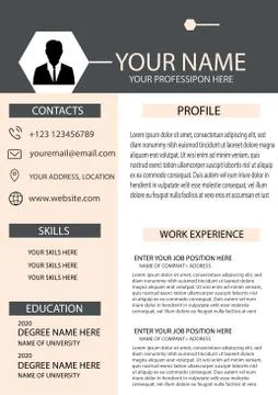 Full customized creative and modern curriculum vitae design vector template Illustrazione stock